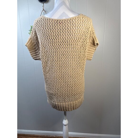 Vince Camuto Womens Beige Knit Short Sleeve Sweater Top Size M - Picture 3 of 6